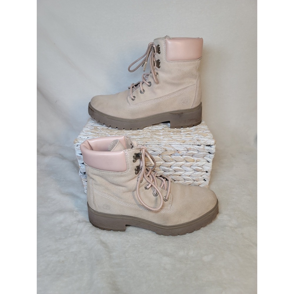 Y2K Timberland Pink Boots Soft Grunge Streetwear Leather Waterproof Size 9.5